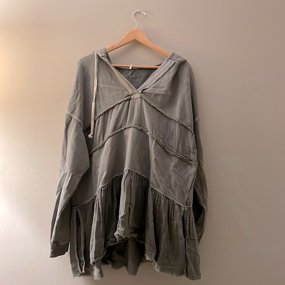 Free People - Sail away tunic ruffle tiered hoodie